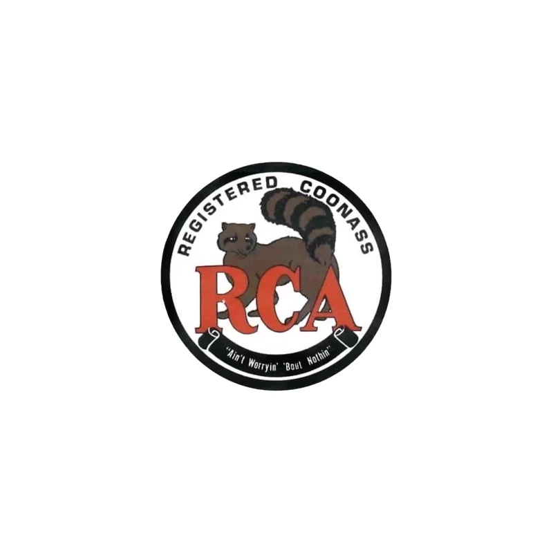 Registered Coonass RCA Logo with Raccoon Mascot and Humorous Slogan Travel Mug