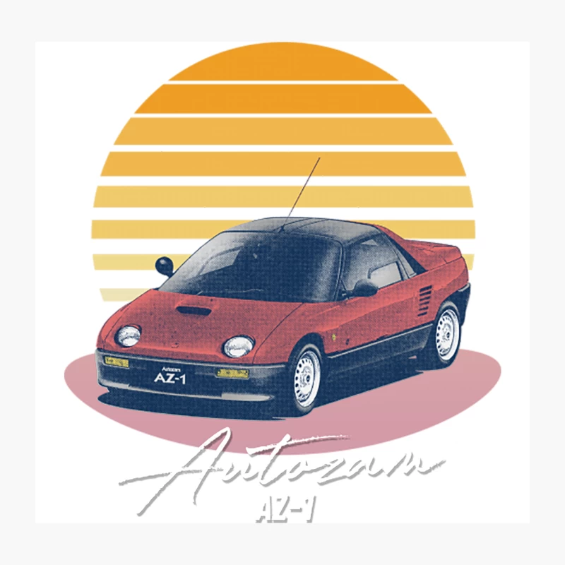 AUTOZAM AZ-1 Retro 90s Aesthetic Kei-Car Design Throw Pillow