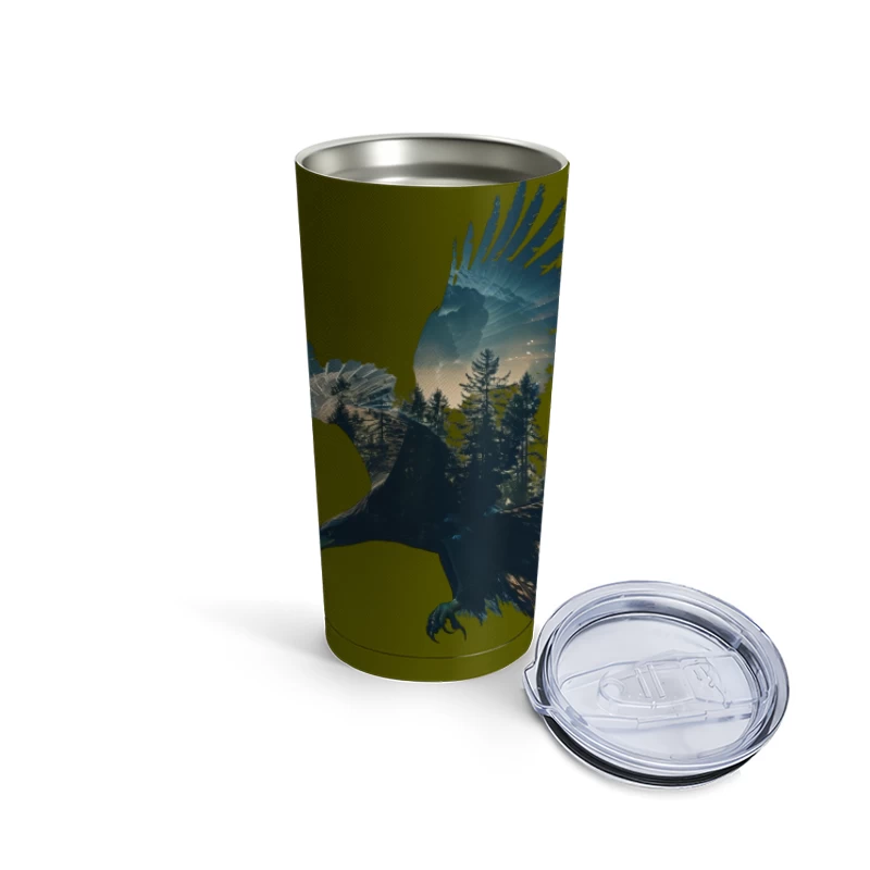 Majestic Eagle with Forest Silhouette Travel Mug