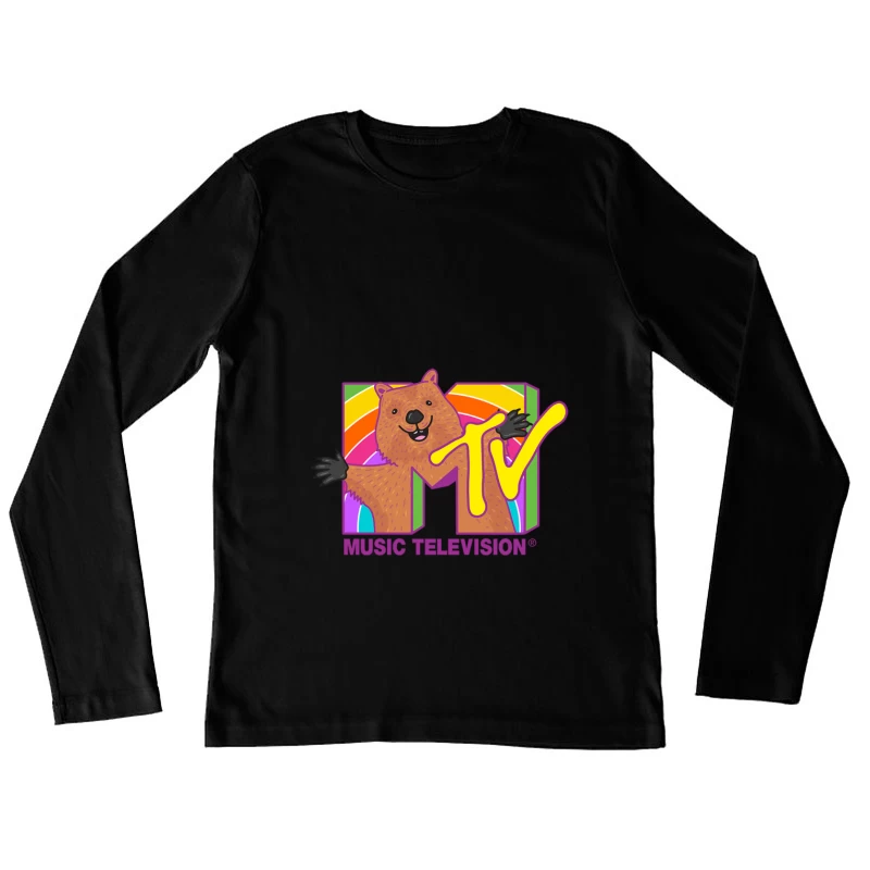 Kreatives MTV-Logo mit Bär und Regenbogen Damen Langarm T-Shirt