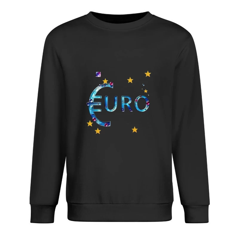 Decorative Crystal Euro Symbol with European Stars Male Pullover Sweatshirt