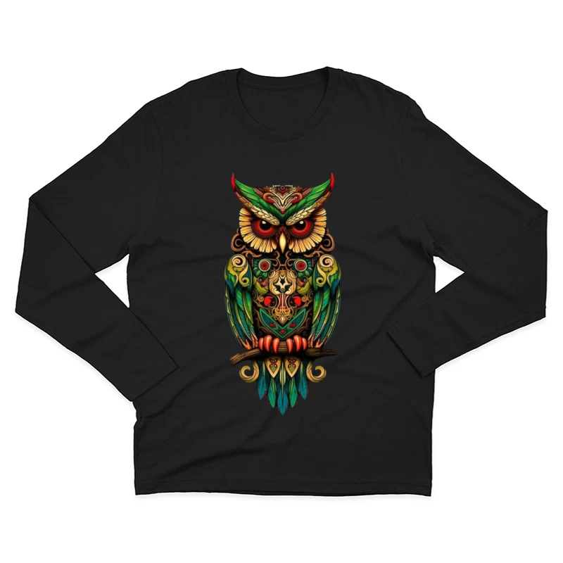 Colorful Owl Art Male Long Sleeve T-Shirt