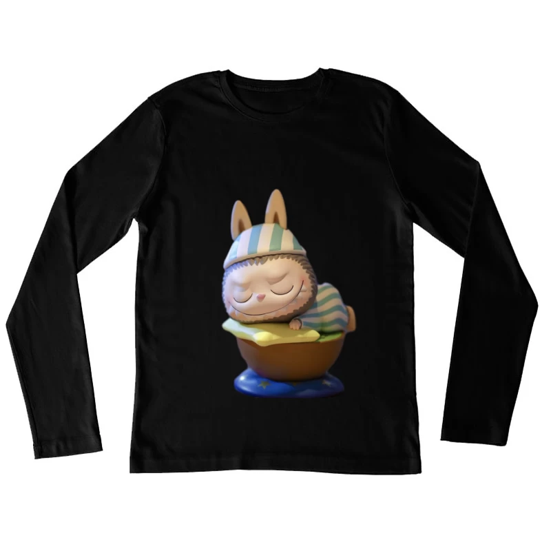 Schlafendes Tier in Schlafanzug Damen Langarm T-Shirt