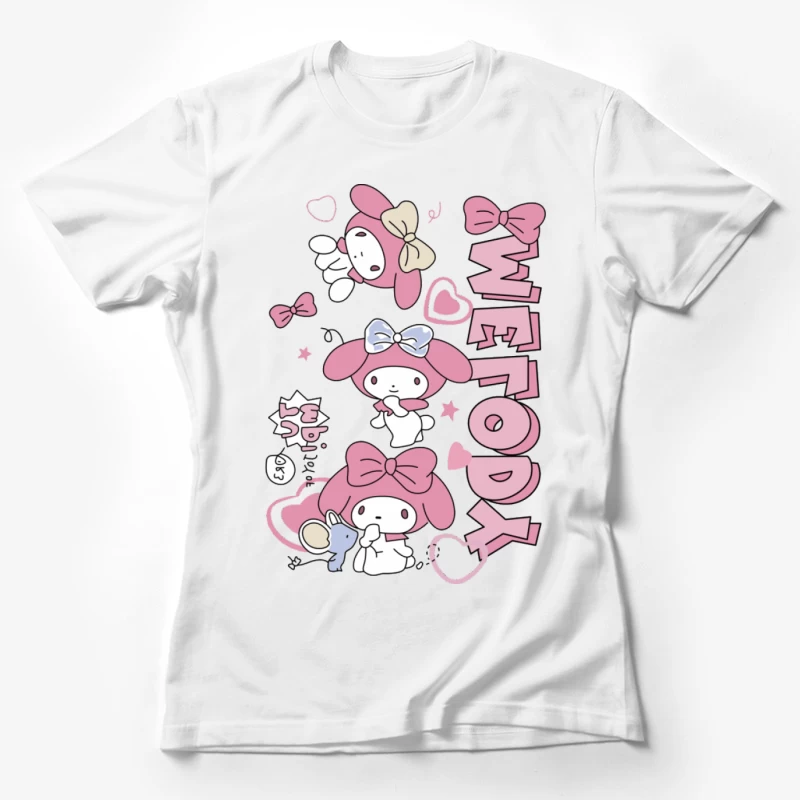 Niedliches rosa Häschen mit Schleifen Damen T-Shirt