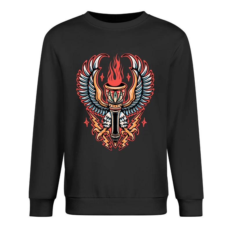 Mythical Winged Torch Artwork Male Pullover Sweatshirt