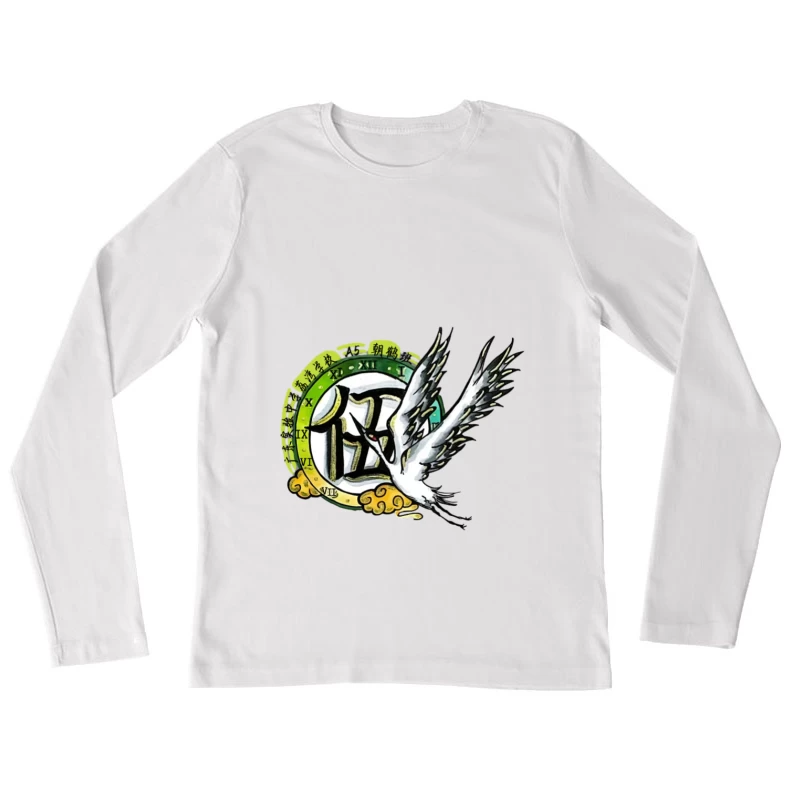 Kranich und Zeitreise Damen Langarm T-Shirt