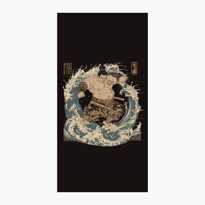 Powerful Sumo Warrior Riding the Waves in Traditional Japanese Style iPhone Case