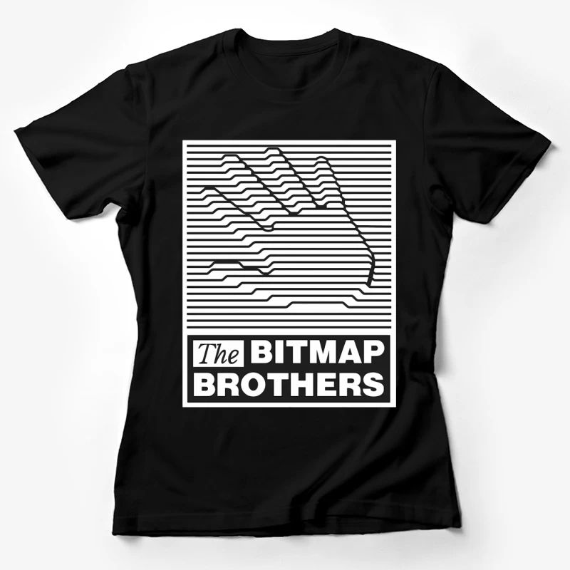 Bitmap Brothers Logo with Striped Hand Optical Illusion Female T-Shirt