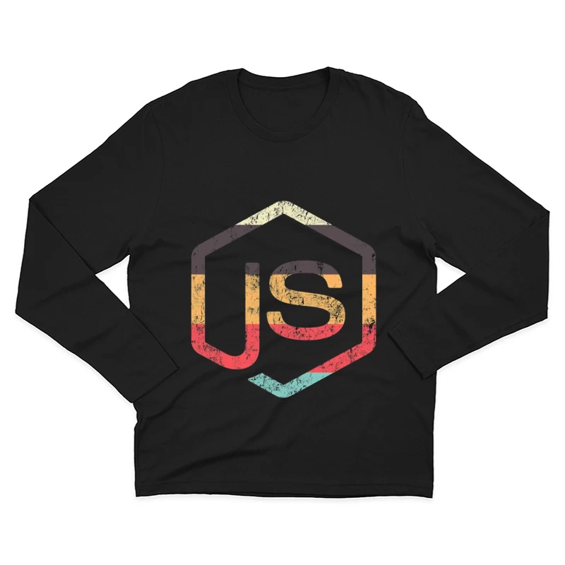 Vintage JavaScript Hexagonal Logo Design Male Long Sleeve T-Shirt