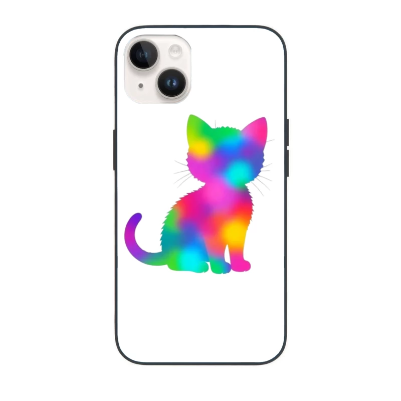 Rainbow Gradient Cat Silhouette Art iPhone Case