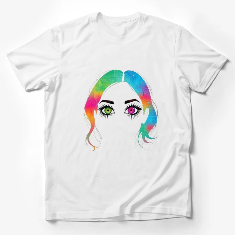 Artistic Rainbow Portrait with Heterochromatic Eyes Male T-Shirt