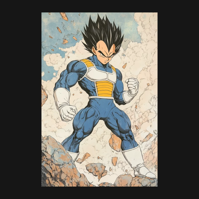 Fierce Saiyan Prince Vegeta from Dragon Ball in Battle-Ready Stance Female Long Sleeve T-Shirt