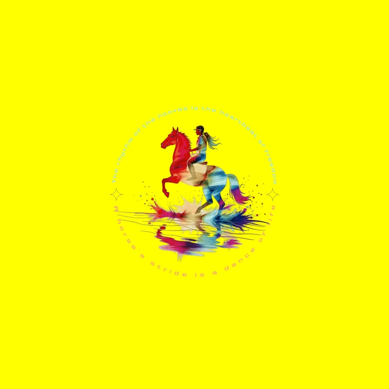 The Dance of Freedom: A Colorful Horse Ride Desk Mat