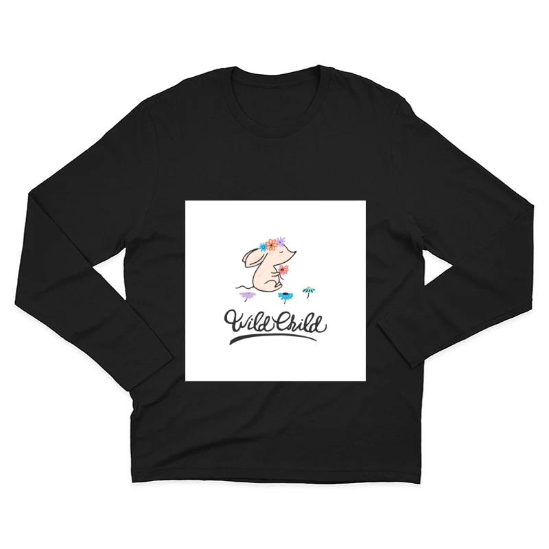 Lapin Enfant Sauvage avec Fleurs Homme Manches Longues T-Shirt