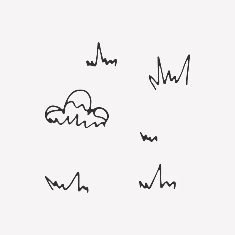 Nuage et Herbe Doodle Femme T-Shirt
