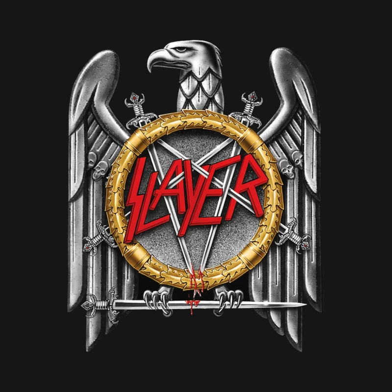 Slayer Metal Band Eagle Emblem with Crossed Swords Female T-Shirt