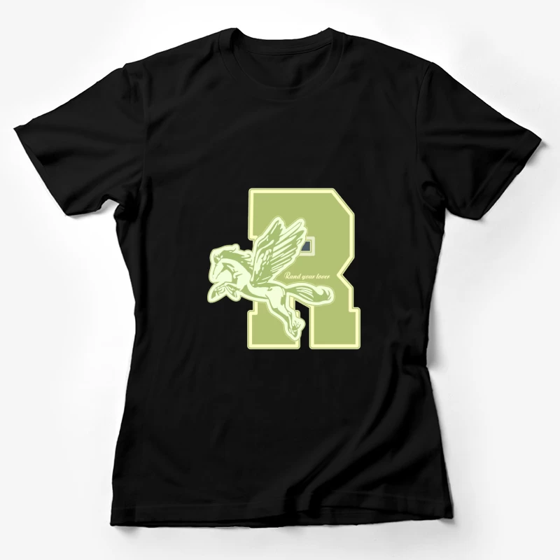 Pegasus-Design mit Buchstabe R Damen T-Shirt