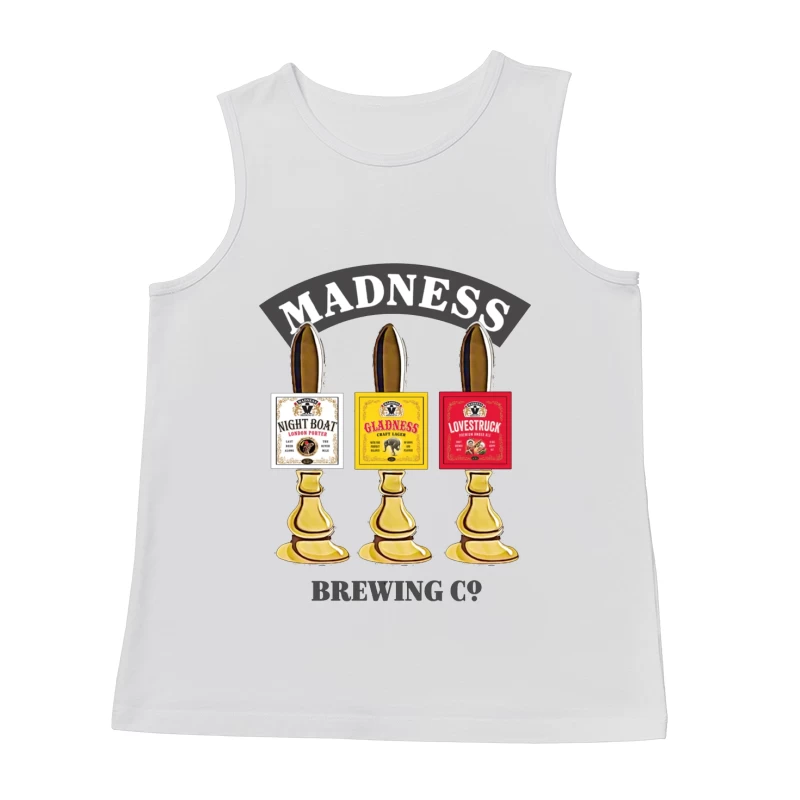 Madness Brewing Company Beer Tap Handles with Classic Labels Male Tank Top