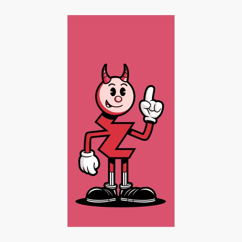 Vintage Red Devil Mascot Character Pointing Upward iPhone Case