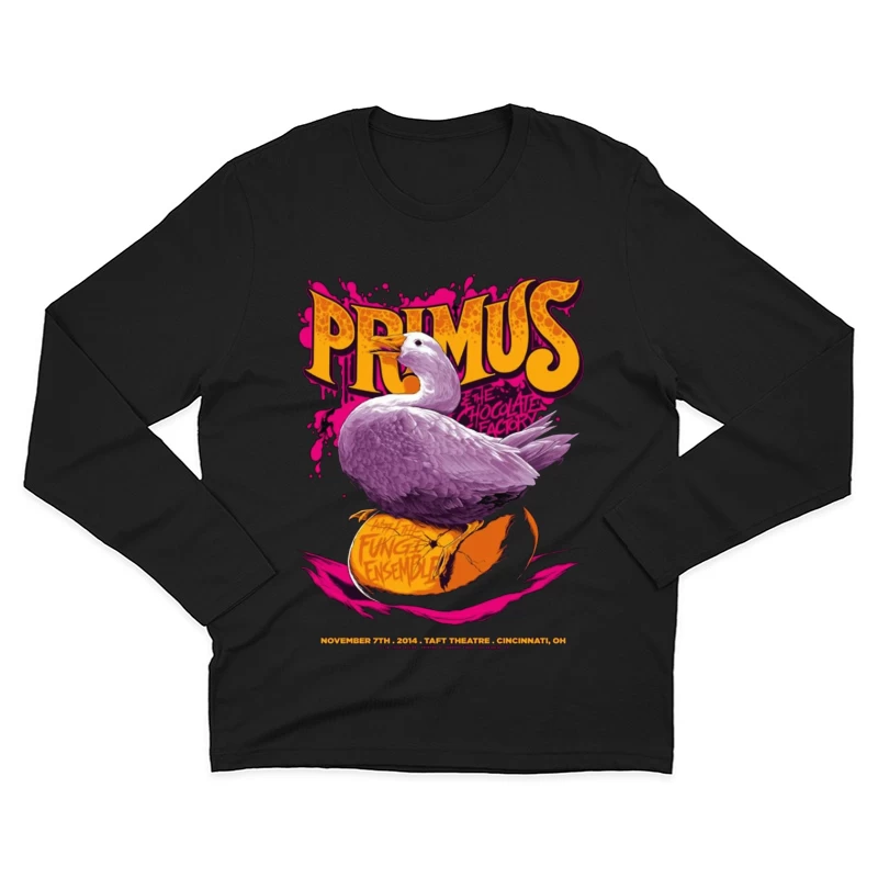 Primus Rock Band Concert Poster with Purple Duck Design Male Long Sleeve T-Shirt