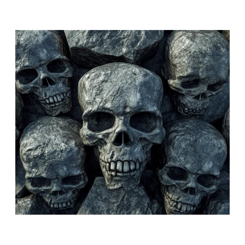 Creepy Dark Skulls: Gothic Horror for Halloween Tapestry