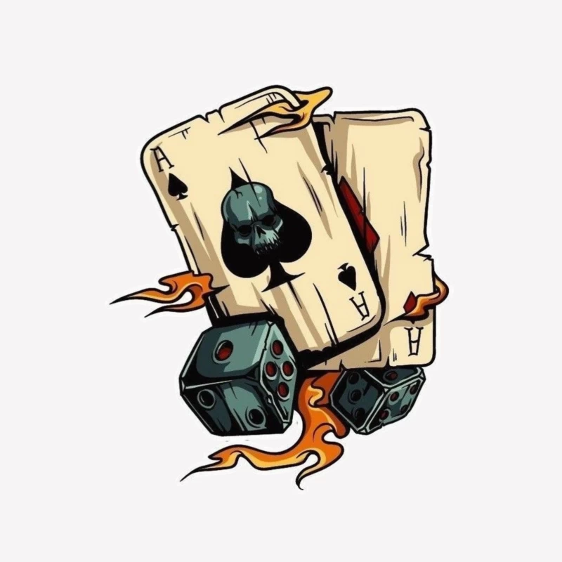 Skull and Playing Cards with Dice Male T-Shirt