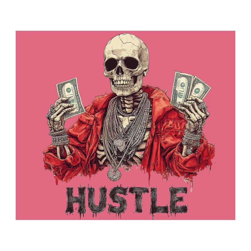 Blinged-Out Skeleton Hustling for Cash Tapestry