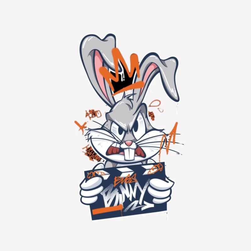Graffiti-Hase mit Krone Herren T-Shirt