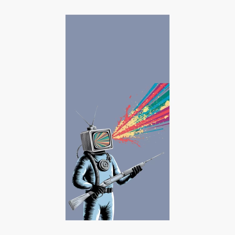 Surreal TV-Headed Astronaut with Colorful Explosion iPhone Case