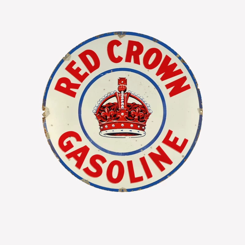 Vintage Red Crown Gasoline Round Metal Sign with Royal Crown Logo Male T-Shirt