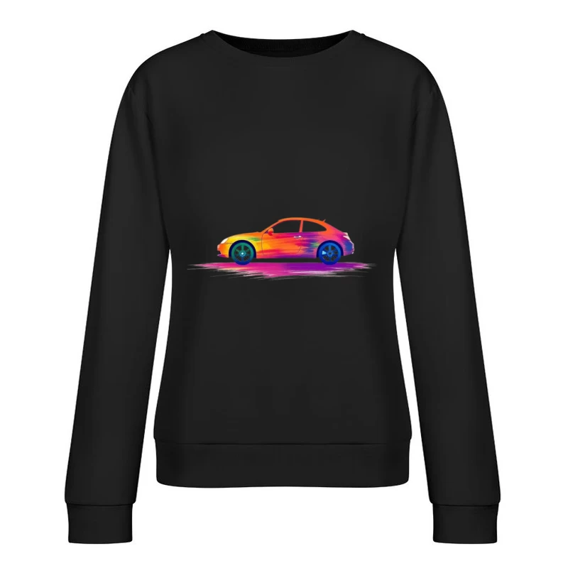 Artistic Side View of a Colorful Car Female Pullover Sweatshirt