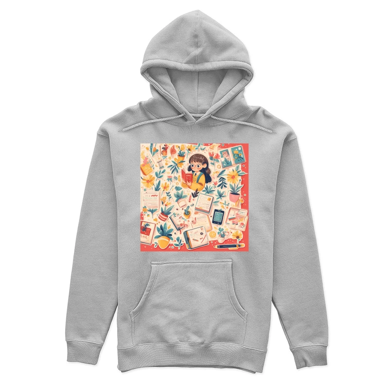 Cozy Reading Corner: A Whimsical Study Illustration Female Pullover Hoodie