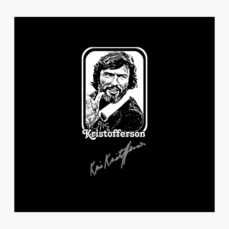 Sketched Portrait of Kris Kristofferson with Signature Throw Pillow