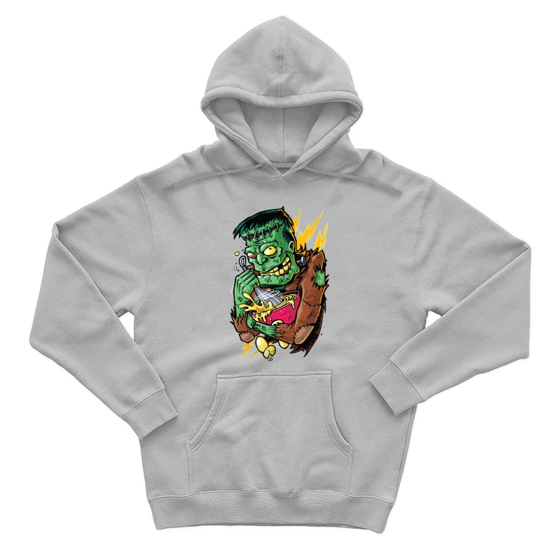 Playful Cartoon Frankenstein Monster with Food Male Pullover Hoodie