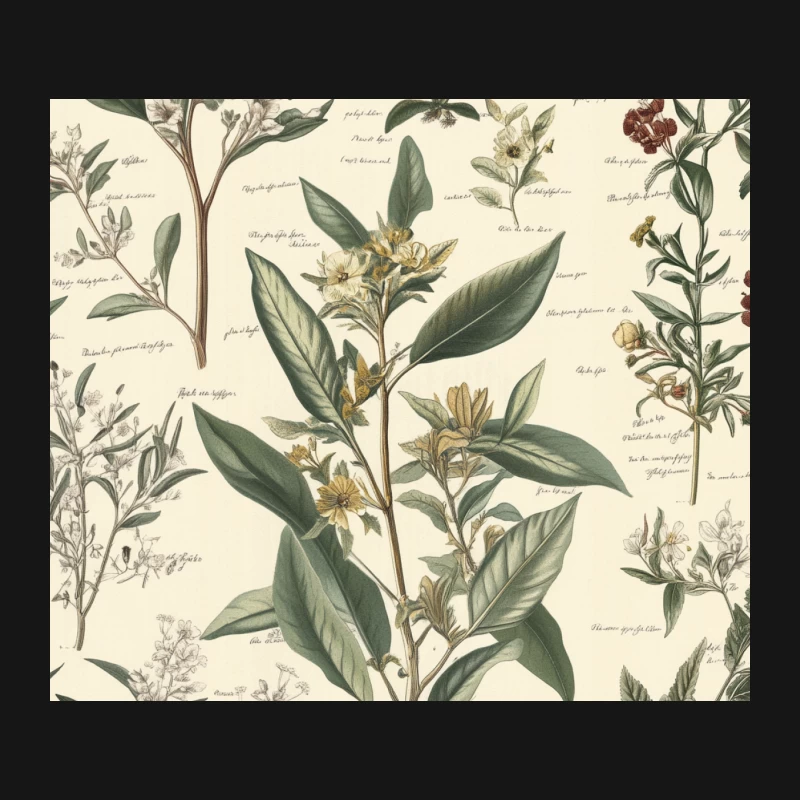 Vintage Botanical Illustration of Plants and Flowers Mouse Pad
