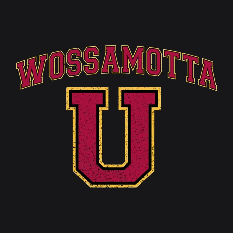 Vintage-Style Wossamotta U University Logo in Maroon and Gold Male Pullover Hoodie