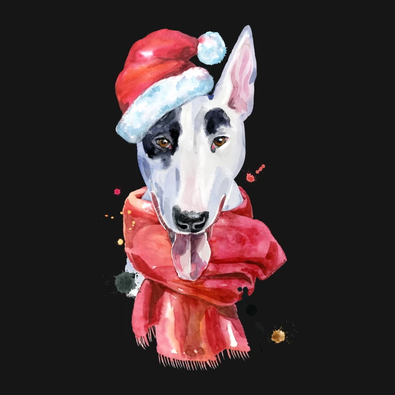 Chien en chapeau de Noël et écharpe Femme T-Shirt