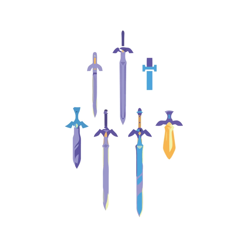 Colorful Fantasy Sword Illustrations for Game Assets Tapestry