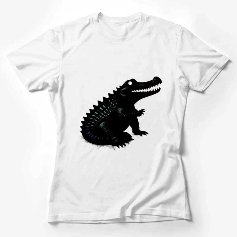 Cute Black Alligator Silhouette with Iridescent Details Female T-Shirt