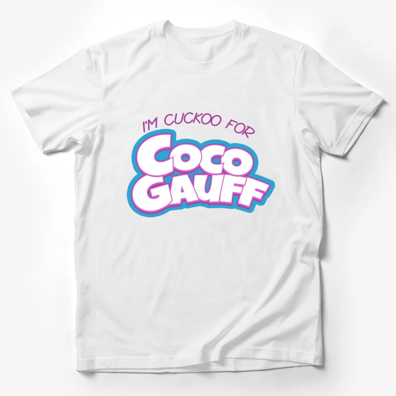 Stylized "I'm Cuckoo for Coco Gauff" Tennis Fan Text Logo Male T-Shirt