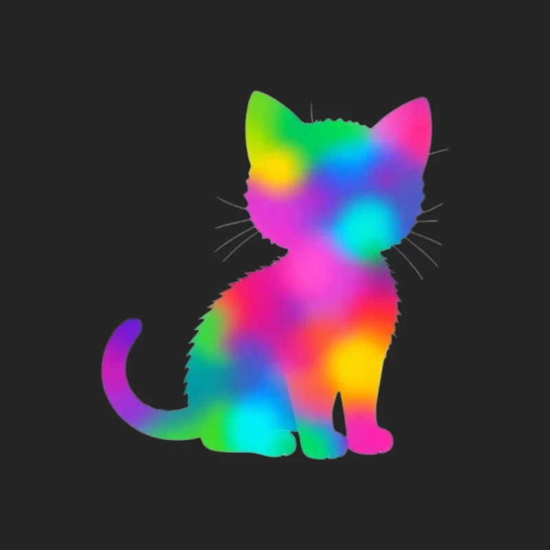 Rainbow Gradient Cat Silhouette Art Male Pullover Sweatshirt