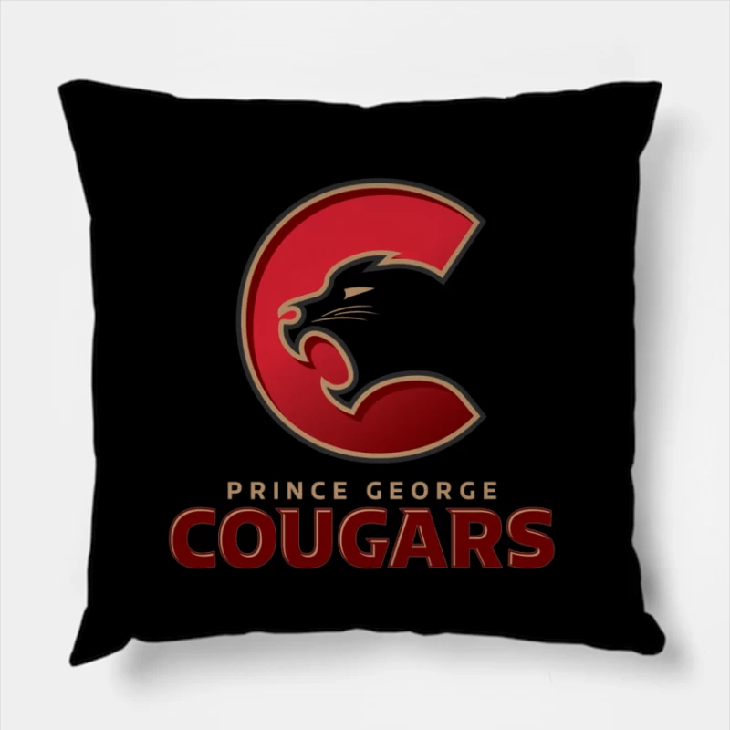 Prince George Cougars Hockey Team Logo Design Throw Pillow