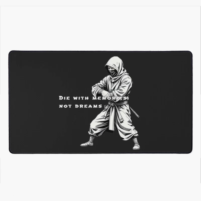 Artistic Ninja Warrior with Motivational Quote Desk Mat