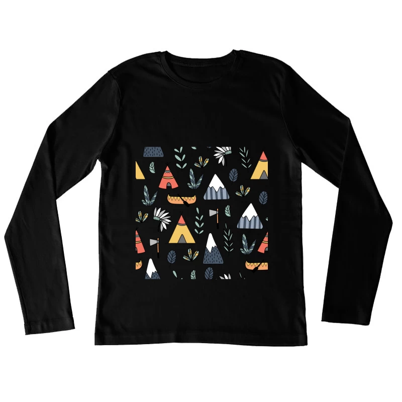 Motifs de camping et nature Femme Manches Longues T-Shirt