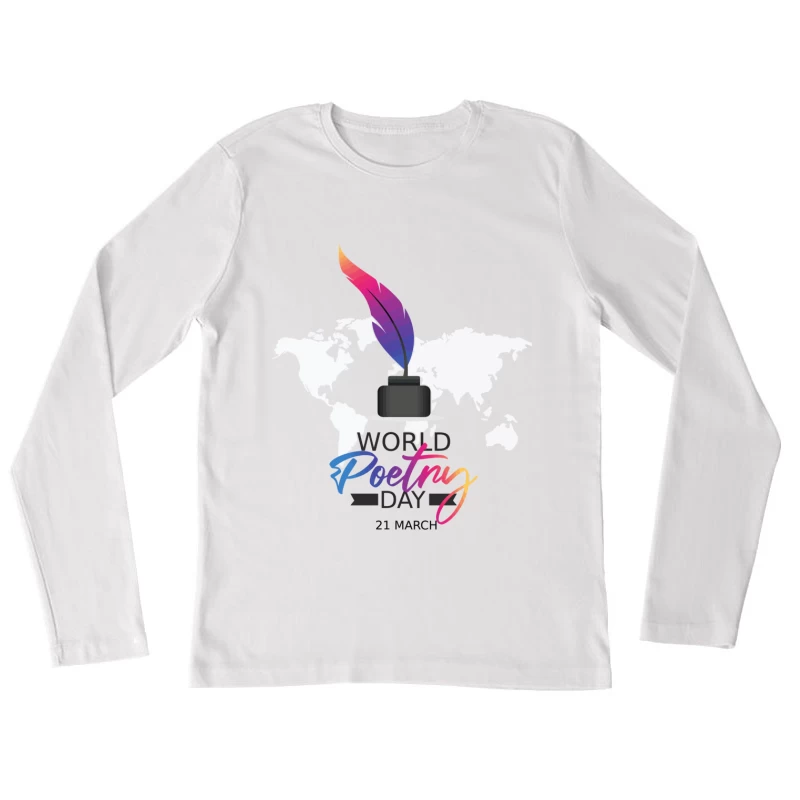 Vibrant World Poetry Day Illustration Female Long Sleeve T-Shirt