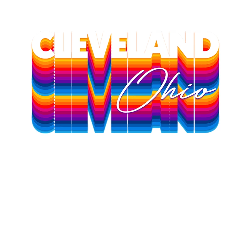 Cleveland Ohio  Retro Typography Design Tapestry