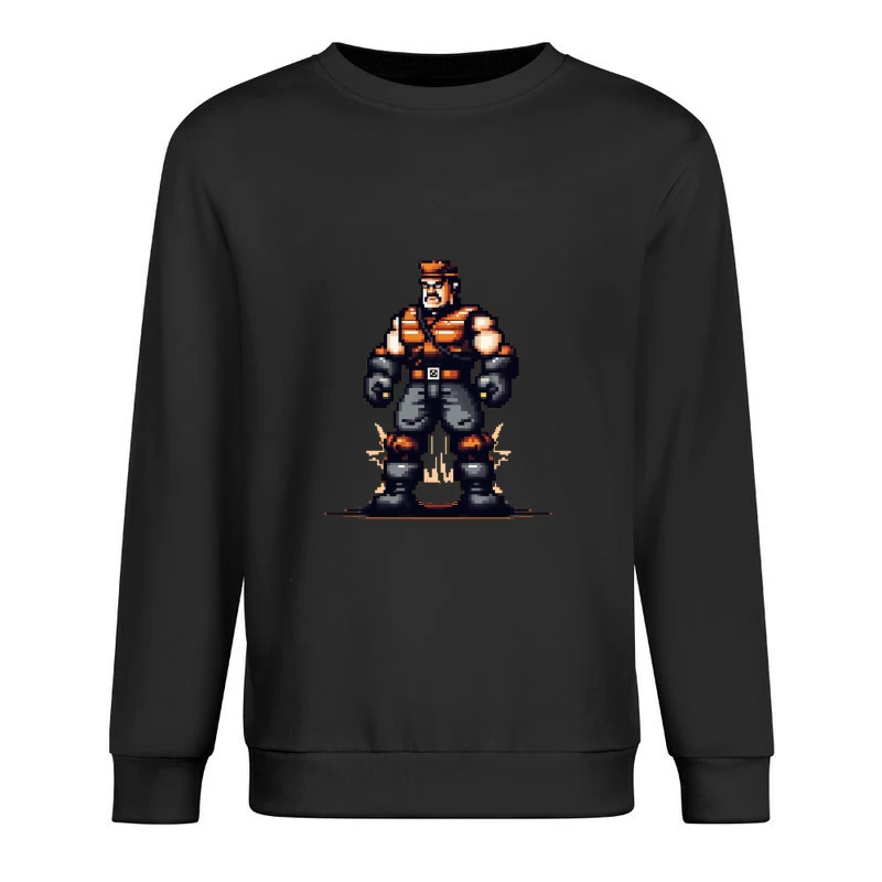 Retro Pixel Art Military Combat Hero Male Pullover Sweatshirt