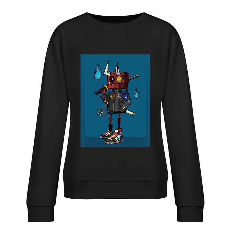 Stylish Robo Samurai Female Pullover Sweatshirt