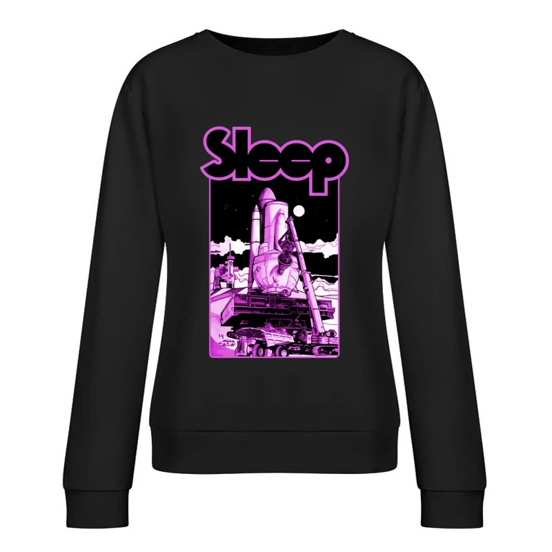 Sleep Band's Purple Rocket Industrial Space Art Female Pullover Sweatshirt