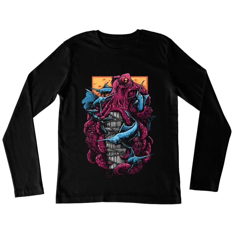 The Crimson Kraken vs. Blue Marlin Female Long Sleeve T-Shirt